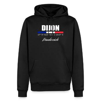 Dijon - Männer Premium Bio Hoodie - Schwarz - Vorne - Nico (187cm)