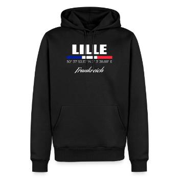Lille - Männer Premium Bio Hoodie - Schwarz - Vorne - Nico (187cm)