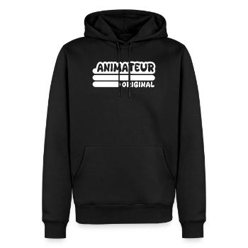 Beruf Animateur - Männer Premium Bio Hoodie - Schwarz - Vorne - Nico (187cm)