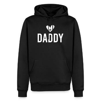 Herz Fußabdruck Daddy Motiv - Männer Premium Bio Hoodie - Schwarz - Vorne - Nico (187cm)