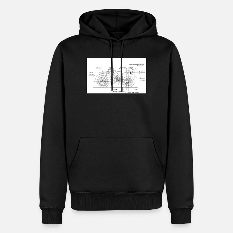 Motorrad Blueprint: Custom Chopper - Männer Premium Bio Hoodie - Schwarz