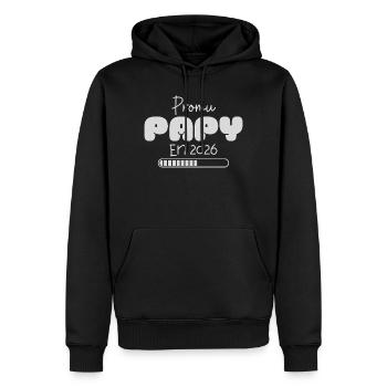 Promu Papy en 2026 cadeau futur Grand-Père humour - Sweat à capuche Premium bio Homme - noir - Devant - Nico (187cm)