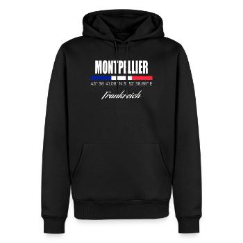 Montpellier - Männer Premium Bio Hoodie - Schwarz - Vorne - Nico (187cm)