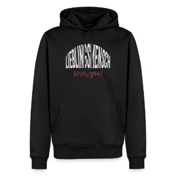 Lieblingsmensch - Männer Premium Bio Hoodie - Schwarz - Vorne - Nico (187cm)