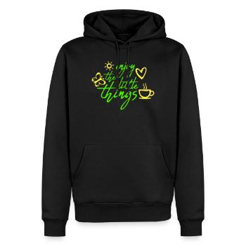 Profitez des petites choses Gratitude Pleine conscience - Sweat à capuche Premium bio Homme - noir - Devant - Nico (187cm)