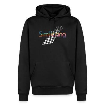 SimRacing Verlaufslogo - Männer Premium Bio Hoodie - Schwarz - Vorne - Nico (187cm)