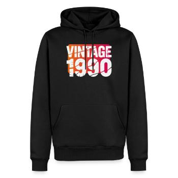 Logo vintage en texte vieilli de 1990 - Sweat à capuche Premium bio Homme - noir - Devant - Nico (187cm)