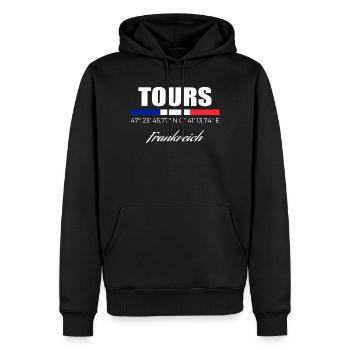 Tours - Männer Premium Bio Hoodie - Schwarz - Vorne - Nico (187cm)