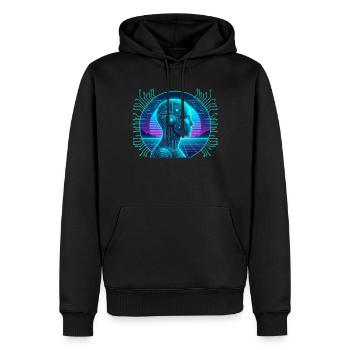 Intelligence artificielle Cyberpunk Circuit Néon - Sweat à capuche Premium bio Homme - noir - Devant - Nico (187cm)