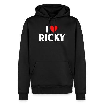 Ich liebe Ricky rotes Herz Retro Statement  - Männer Premium Bio Hoodie - Schwarz - Vorne - Nico (187cm)