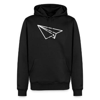 Art en ligne d’avions en papier - Sweat à capuche Premium bio Homme - noir - Devant - Nico (187cm)