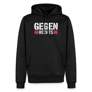 Contre la droite - Slogan drôle Antifa - Sweat à capuche Premium bio Homme - noir - Devant - Nico (187cm)