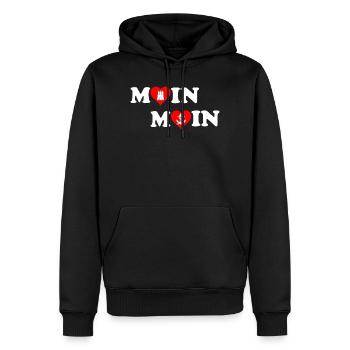 Moin Moin Herz für Hamburg - Männer Premium Bio Hoodie - Schwarz - Vorne - Nico (187cm)