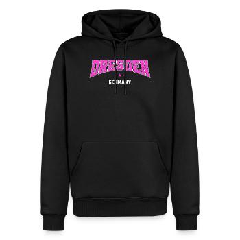 Dresden Germany Pink College Design - Männer Premium Bio Hoodie - Schwarz - Vorne - Nico (187cm)