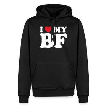 I Heart My BE Tee - Sweat à capuche Premium bio Homme - noir - Devant - Nico (187cm)