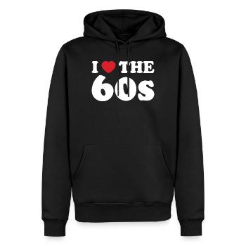 Ich liebe Herz-Sechzigerjahre-Retro-Typografie - Männer Premium Bio Hoodie - Schwarz - Vorne - Nico (187cm)