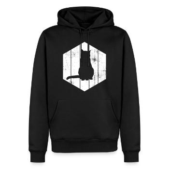 Croquis de chat - Sweat à capuche Premium bio Homme - noir - Devant - Nico (187cm)