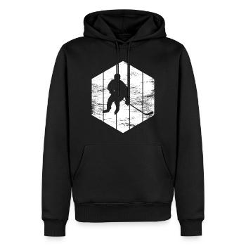 Eishockeyspieler Zeichnung - Men’s Premium Organic Hoodie - black - Front - Nico (187cm)