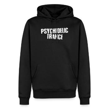 PsychoTrance gestresste Typografie - Männer Premium Bio Hoodie - Schwarz - Vorne - Nico (187cm)