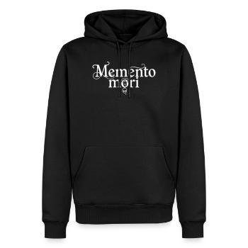 Memento Mori – lateinisches Zitat: Skull White - Männer Premium Bio Hoodie - Schwarz - Vorne - Nico (187cm)
