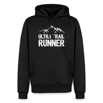 Coureur d’ultra-trail - Sweat à capuche Premium bio Homme - noir - Devant - Nico (187cm)
