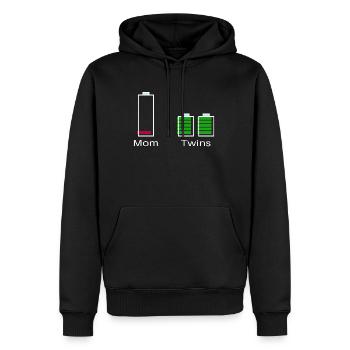 Maman avec des jumeaux – niveau de batterie - Sweat à capuche Premium bio Homme - noir - Devant - Nico (187cm)