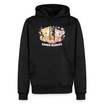 Ramen Katze - Männer Premium Bio Hoodie - Schwarz - Vorne - Nico (187cm)