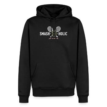 Sweat à capuche Tennis SMASH-o-holic, casquette, haut - Sweat à capuche Premium bio Homme - noir - Devant - Nico (187cm)