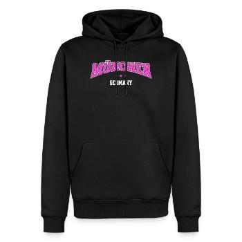 München Germany Statement Schriftzug Urban Pink - Männer Premium Bio Hoodie - Schwarz - Vorne - Nico (187cm)