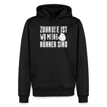 Zu Hause wo meine Hühner sind - Männer Premium Bio Hoodie - Schwarz - Vorne - Nico (187cm)