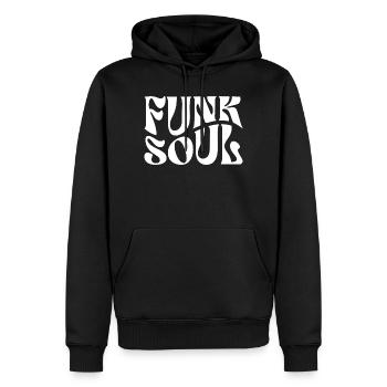 Funk Soul Bold Rétro Typographie - Sweat à capuche Premium bio Homme - noir - Devant - Nico (187cm)
