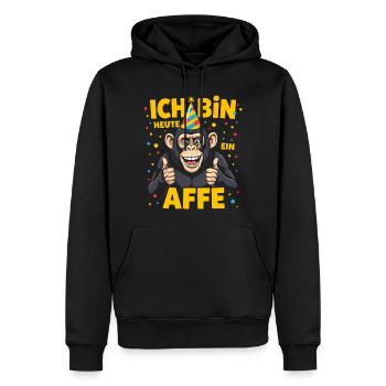 Costume de singe Costume d’animal de chimpanzé Carnaval drôle - Sweat à capuche Premium bio Homme - noir - Devant - Nico (187cm)