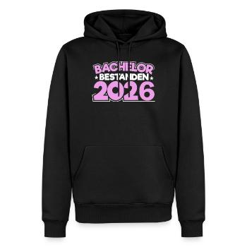 Bachelor 2026 Abschluss Promotion Sponsion - Männer Premium Bio Hoodie - Schwarz - Vorne - Nico (187cm)