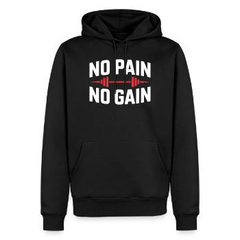 Pas de douleur, pas de gain – Dicton classique de la salle de sport - Sweat à capuche Premium bio Homme - noir - Devant - Nico (187cm)