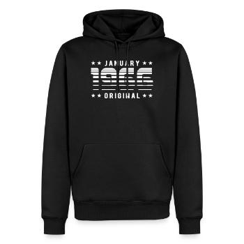 January 1966 Original Retrodesign | Geburtstag - Männer Premium Bio Hoodie - Schwarz - Vorne - Nico (187cm)