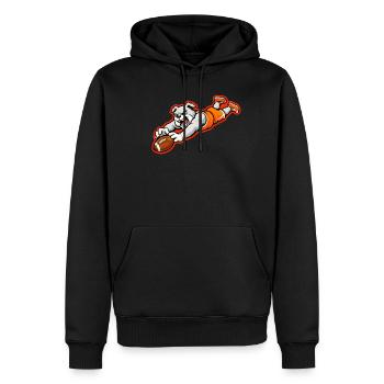 Bulldog Football Dive Catch Maskottchen - Männer Premium Bio Hoodie - Schwarz - Vorne - Nico (187cm)