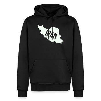 Faute de frappe sur Iran Maps - Sweat à capuche Premium bio Homme - noir - Devant - Nico (187cm)