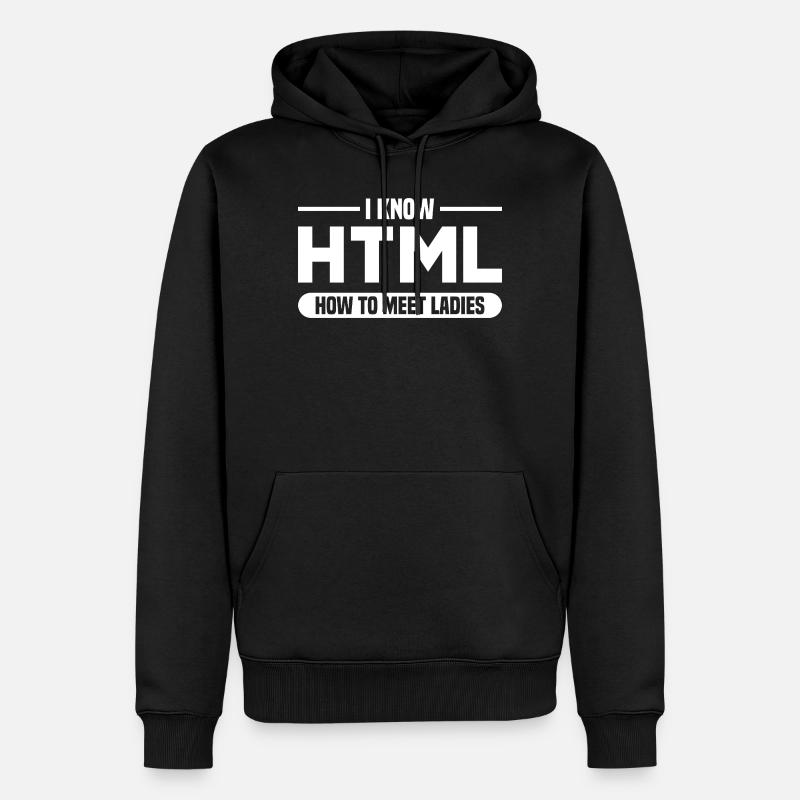 HTML Humor Code Programmierer Spruch - Männer Premium Bio Hoodie - Schwarz