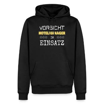 Berufung Hotelmanager - Männer Premium Bio Hoodie - Schwarz - Vorne - Nico (187cm)