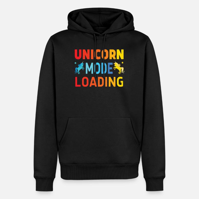 Unicorn mode loading - Männer Premium Bio Hoodie - Schwarz