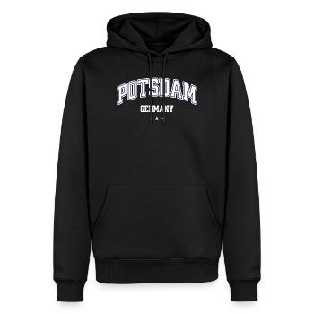 Potsdam Deutschland College Emblem - Männer Premium Bio Hoodie - Schwarz - Vorne - Nico (187cm)
