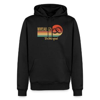 Noces de Nacre - 42 Ans de Mariage - Sweat à capuche Premium bio Homme - noir - Devant - Nico (187cm)