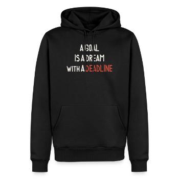 Ein Ziel ist ein Traum mit einer Frist - Männer Premium Bio Hoodie - Schwarz - Vorne - Nico (187cm)