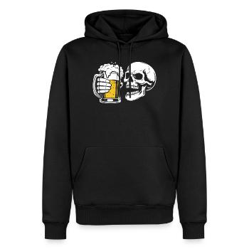 Totenkopf mit Bierkrug – Bier & Skull Shirt - Männer Premium Bio Hoodie - Schwarz - Vorne - Nico (187cm)