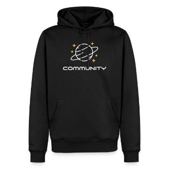 Unité de la Planète Annelée - Sweat à capuche Premium bio Homme - noir - Devant - Nico (187cm)