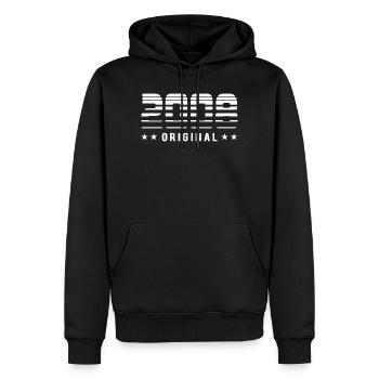 2008 Original Retrodesign | Geburtstag - Männer Premium Bio Hoodie - Schwarz - Vorne - Nico (187cm)