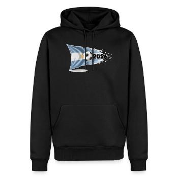 Argentinien 2026 Fußballbanner | Albiceleste Flagge - Männer Premium Bio Hoodie - Schwarz - Vorne - Nico (187cm)