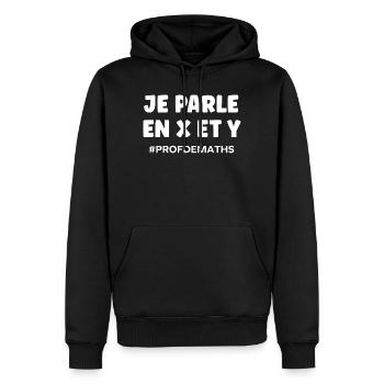Je parle en x et y Prof de maths - Sweat à capuche Premium bio Homme - noir - Devant - Nico (187cm)
