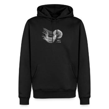 Grace Can Sting – Elegante Qualle in Weiß - Männer Premium Bio Hoodie - Schwarz - Vorne - Nico (187cm)