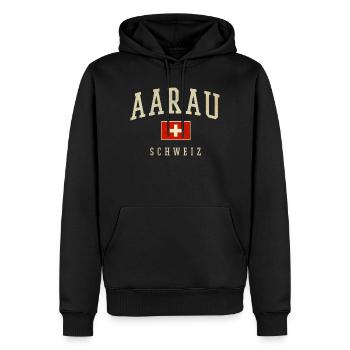 Emblème vintage d’Aarau Suisse - Sweat à capuche Premium bio Homme - noir - Devant - Nico (187cm)